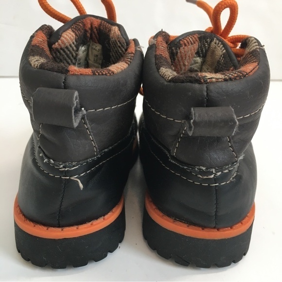 TKS George Baby Boy Brown Faux Leather Orange Lace Up Ankle Boots - Picture 4 of 14